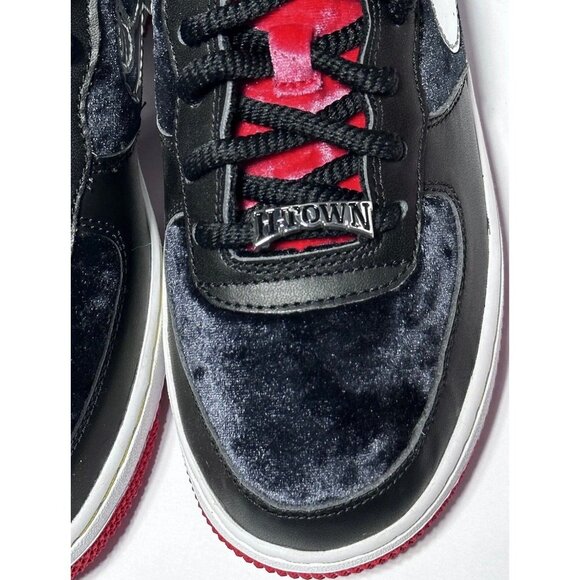 5.5Y | 7 WOMEN'S NIKE AIR FORCE 1 LOW PREMIUM HOUSTON BLACK /RED DZ5296 001 - Picture 5 of 9